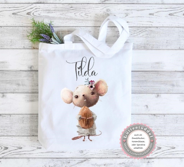 Tasche kleines Mäuschen Wechselwäsche Wechselkleidung personalisiert Kindergarten Wunschname KITA Kindergarten Einschulung Lüttentüddel®